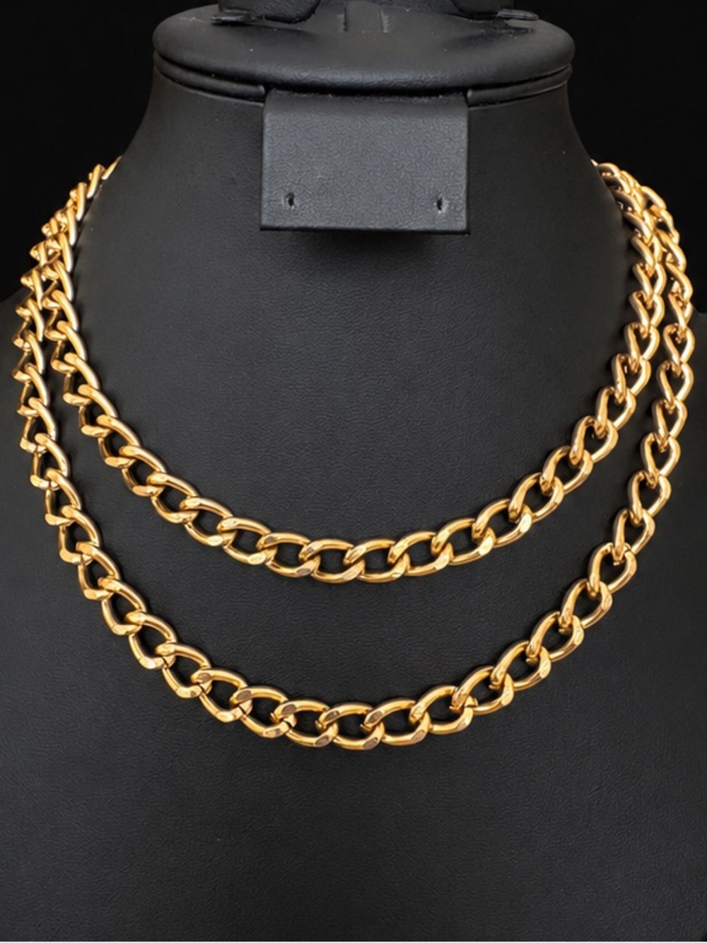 Vintage Gold Tone Double Chain Necklace 17” Lightweight Layered Statement